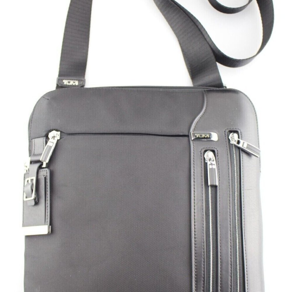 TUMI Arrive 'McCarren' Black / Chrome Zip Top Cross Body - 25105D